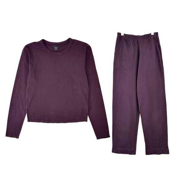 LESET Two Piece Loungewear Set - Purple Long Sleeve T-Shirt & Sweatpants sz XS
